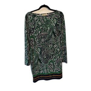 Michael Kors Green Paisley Long Sleeve Dress